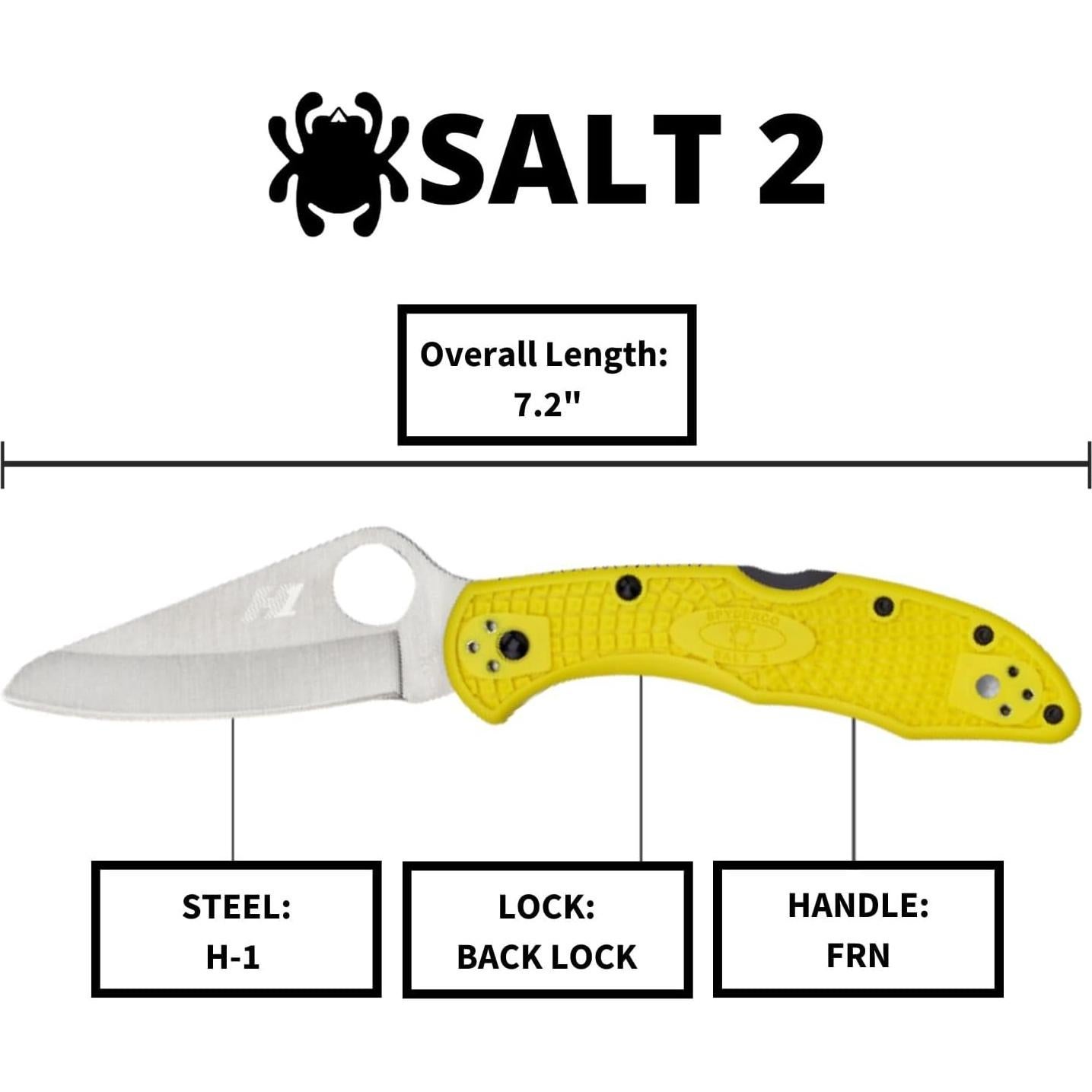 Cuchillo Plegable Spyderco Salt 2 Amarillo 7.62 cm Acero H-1