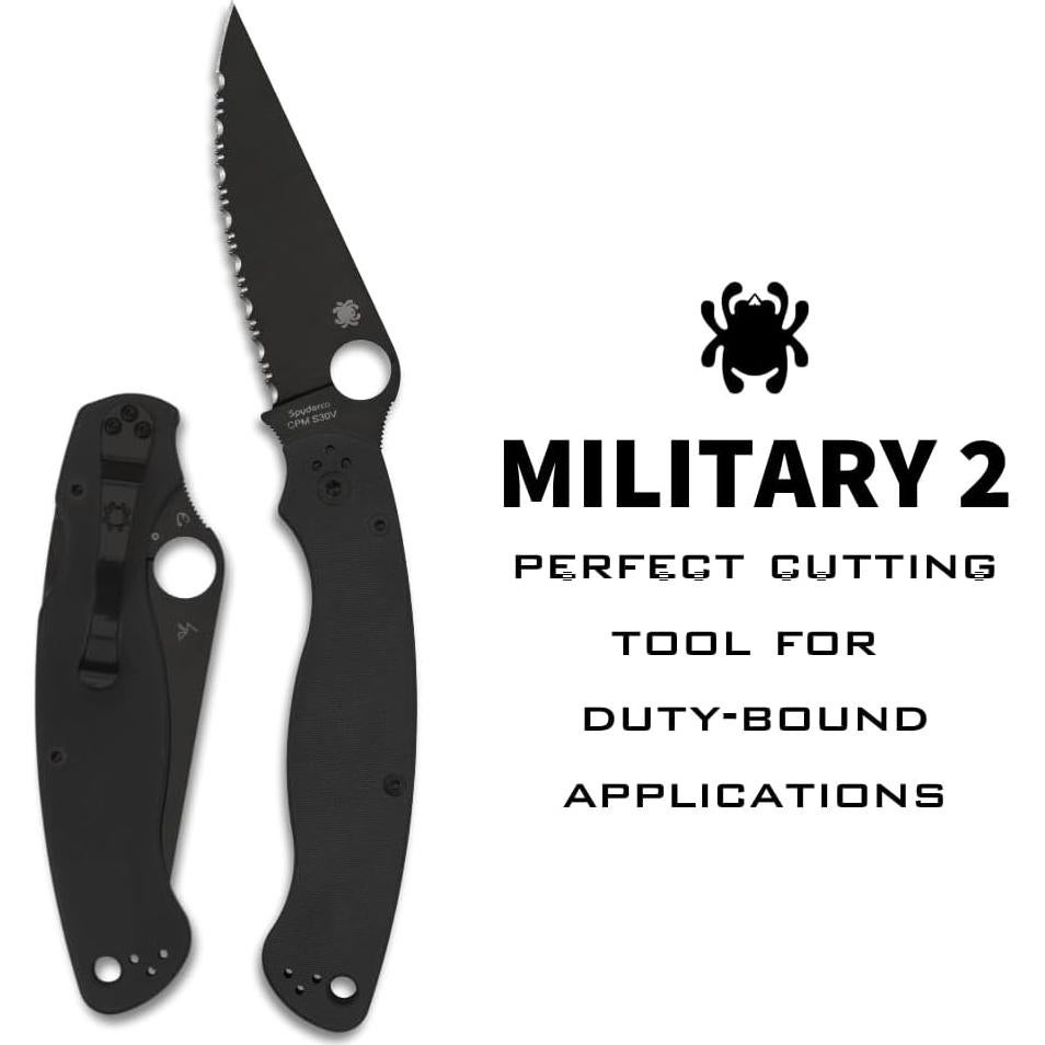 Cuchillo Plegable Spyderco Military 2 Acero S30V 10.16 cm Negro