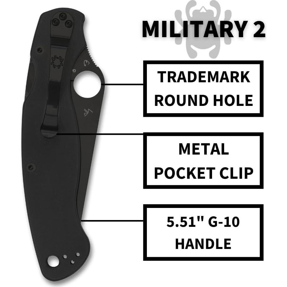 Cuchillo Plegable Spyderco Military 2 Acero S30V 10.16 cm Negro