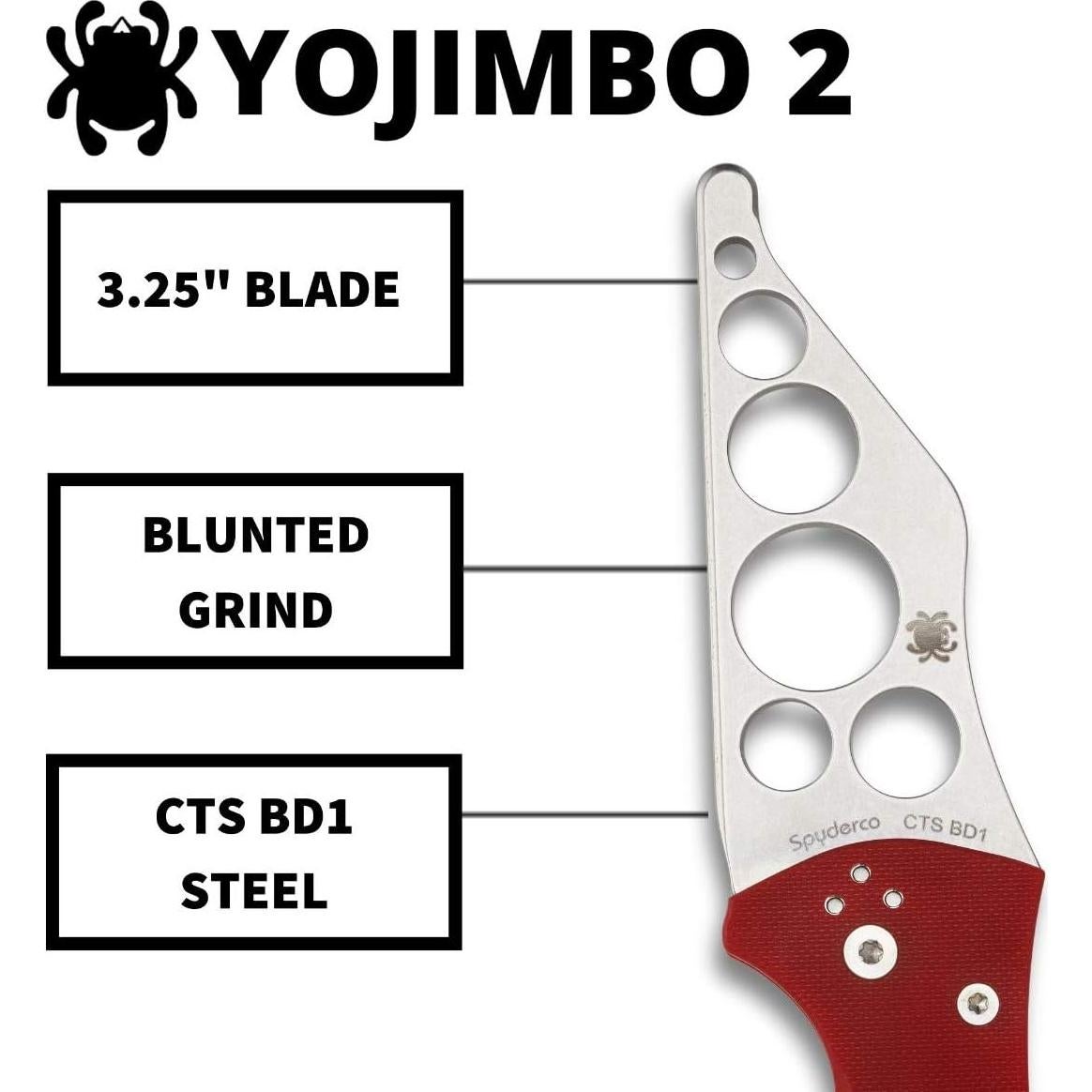 Cuchillo Entrenador Spyderco Yojimbo 2 Rojo G-10 8.26 cm