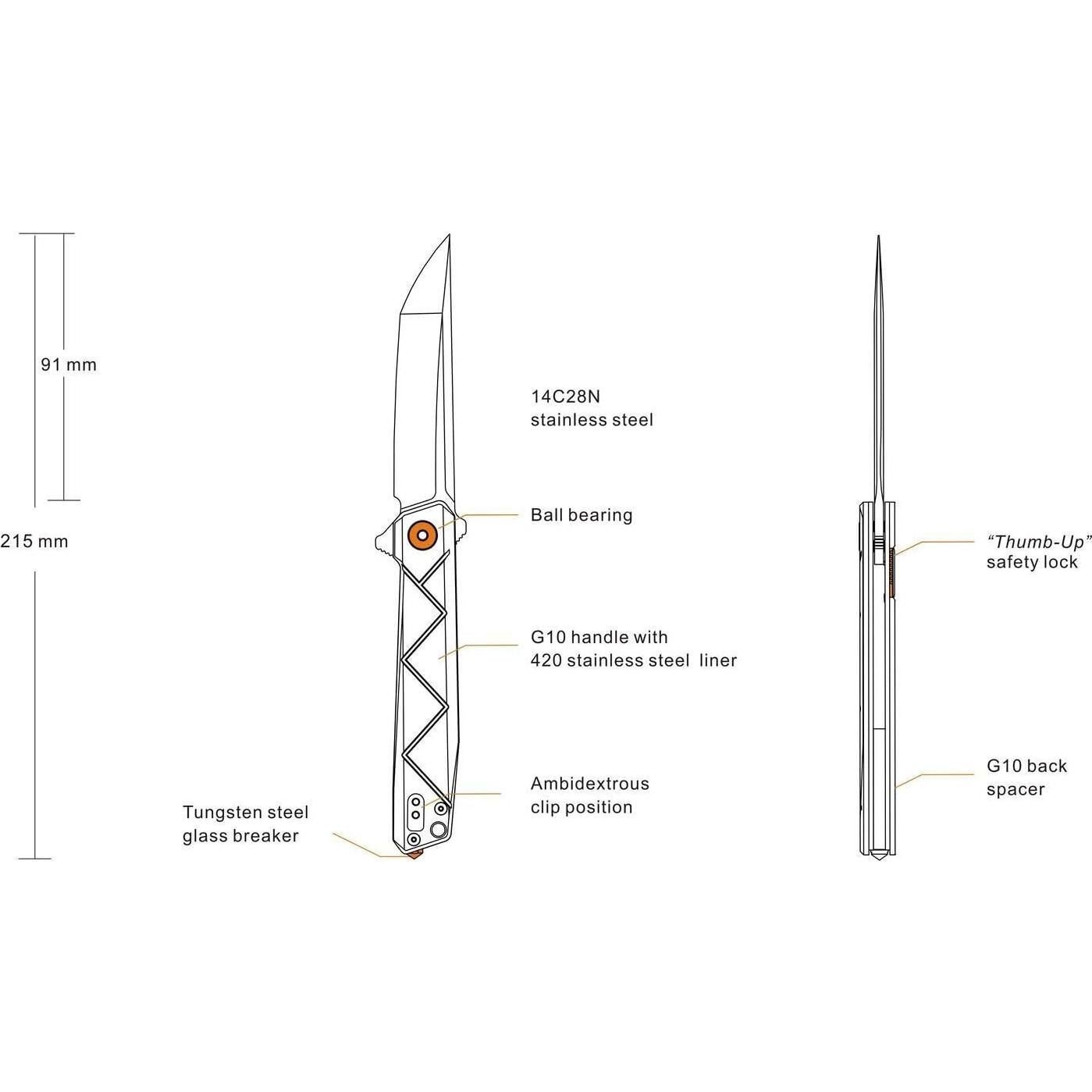 Cuchillo Plegable RUIKE P127-CB Fibra de Carbono Acero Inoxidable