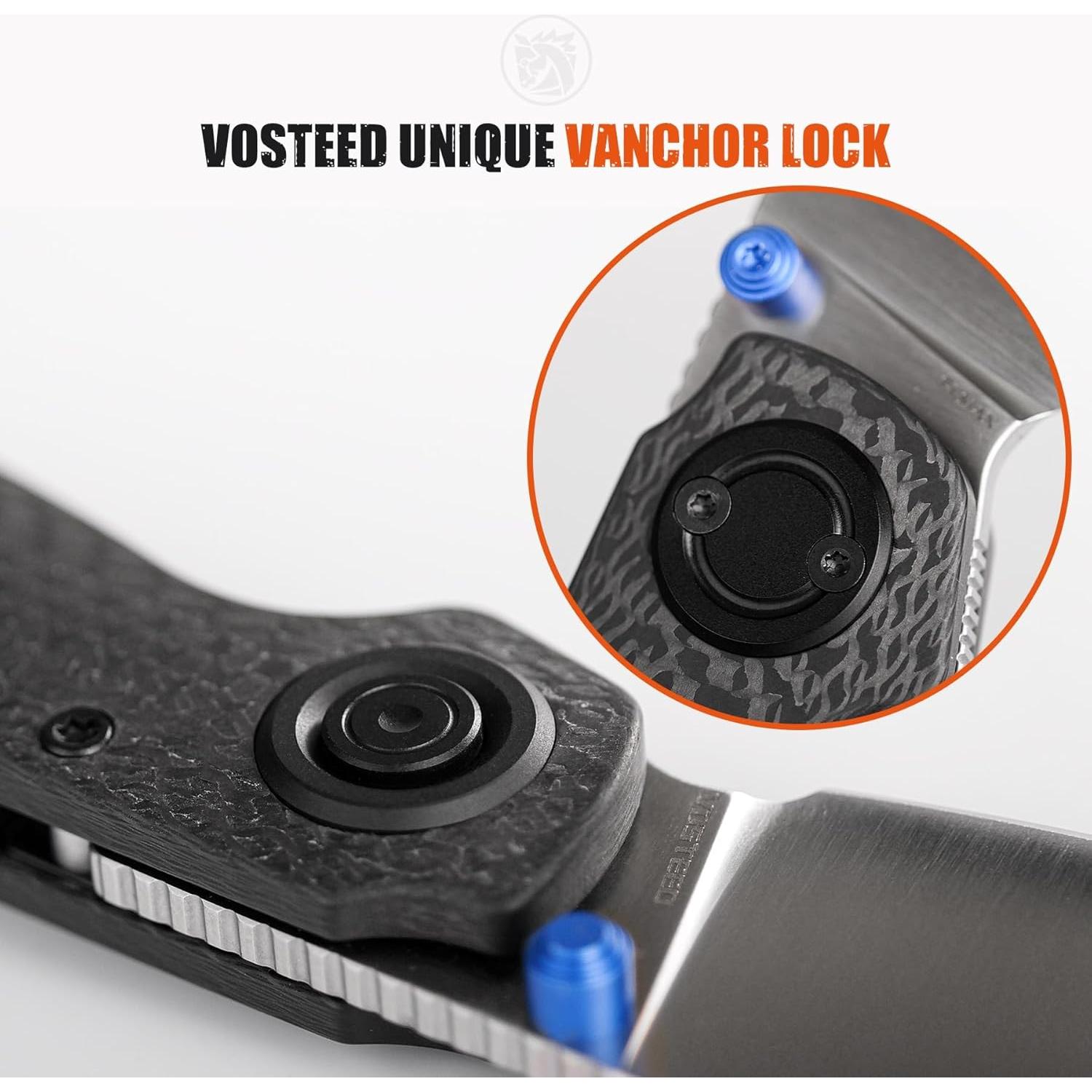 Cuchillo de bolsillo Vosteed Shilin 7.37 cm EDC fibra carbono