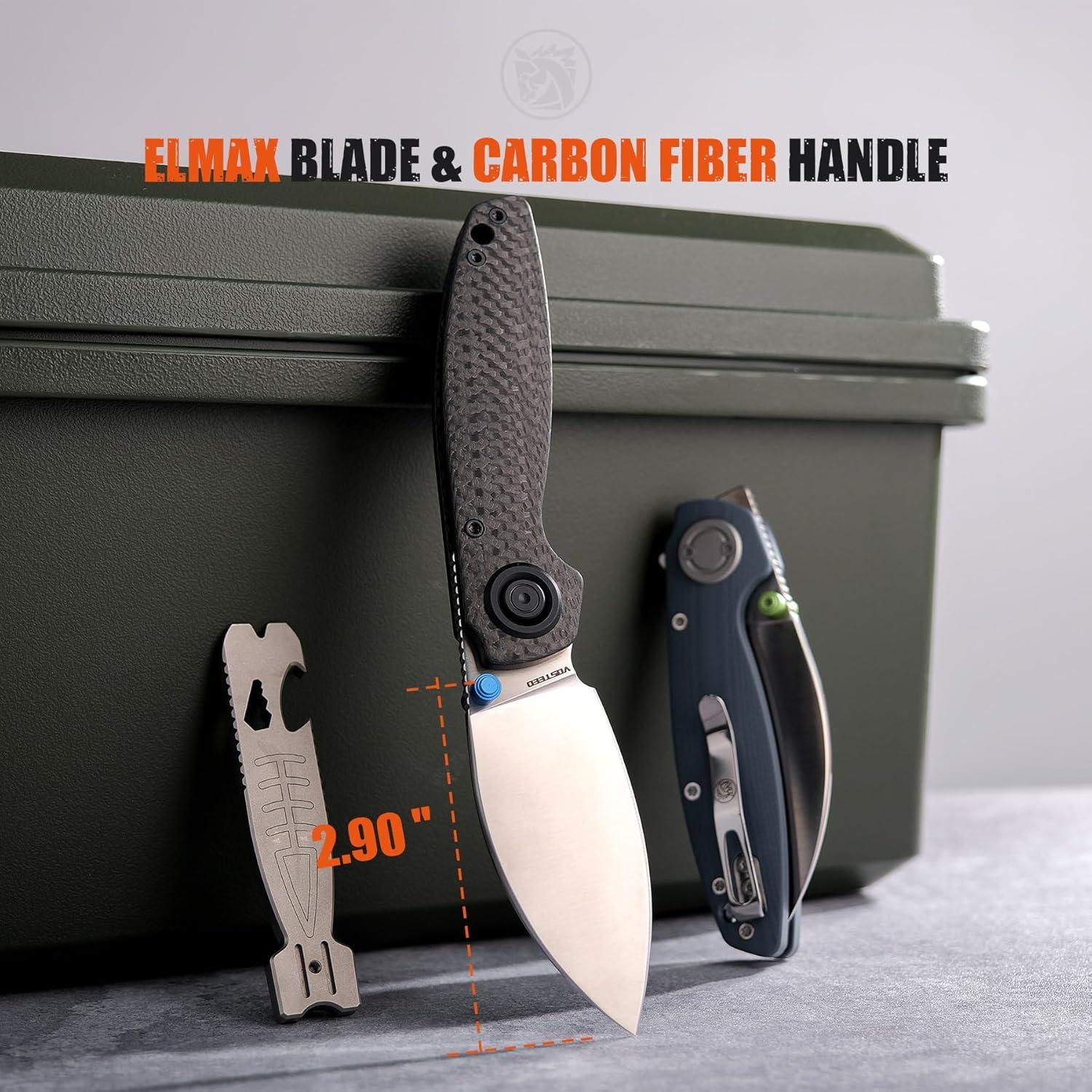 Cuchillo de bolsillo Vosteed Shilin 7.37 cm EDC fibra carbono