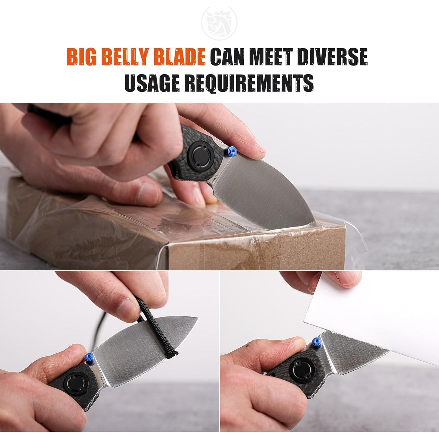 Cuchillo de bolsillo Vosteed Shilin 7.37 cm EDC fibra carbono