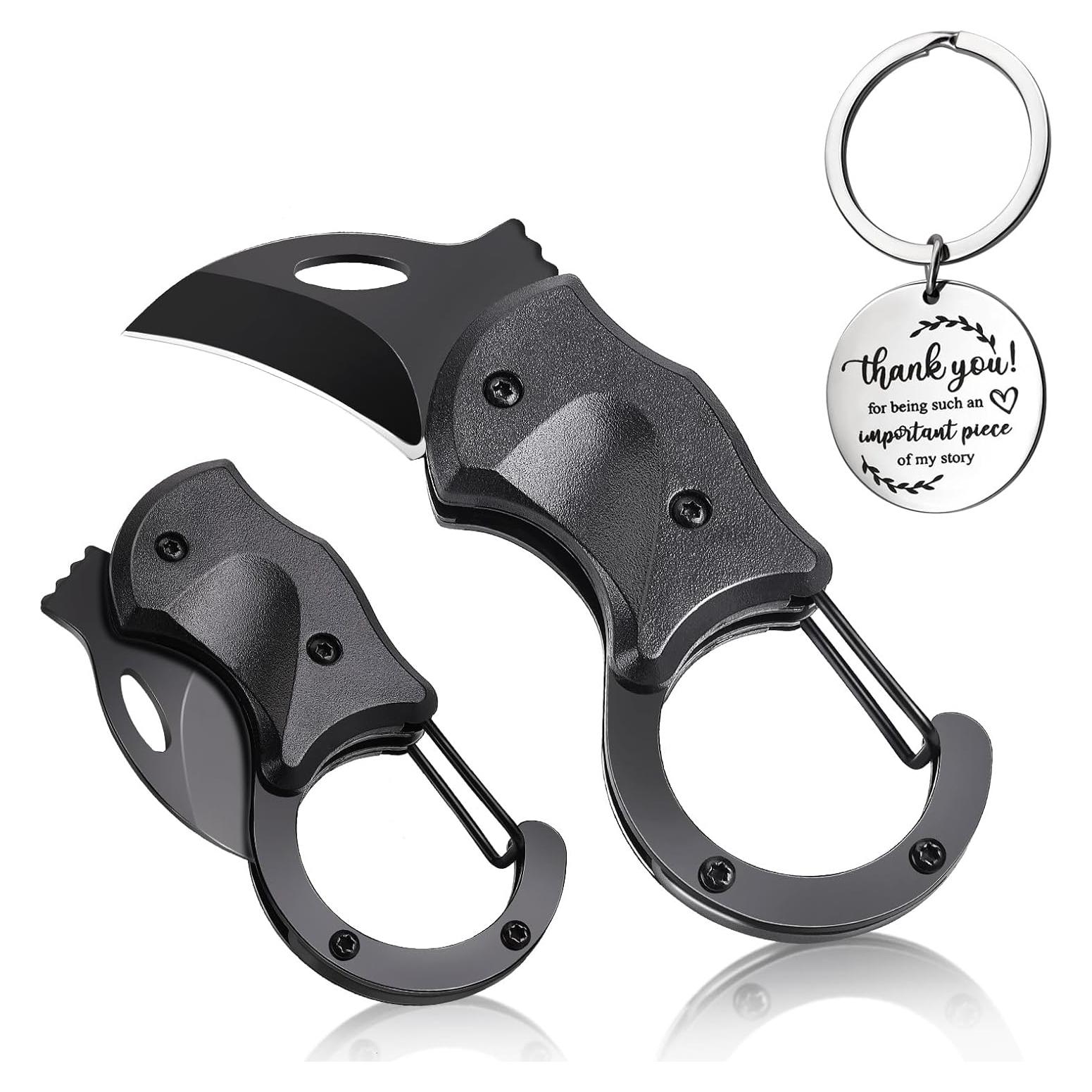 Cuchillo de bolsillo plegable Samest con llavero - EDC negro