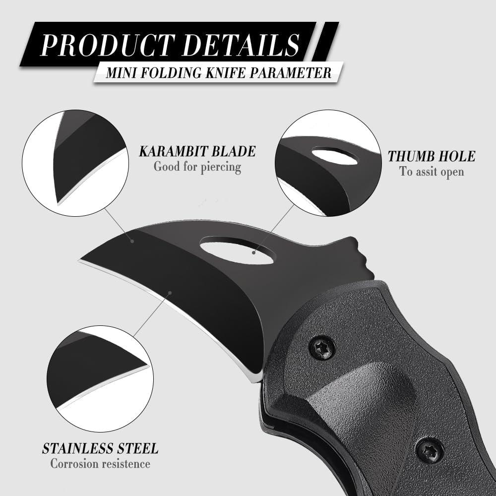 Cuchillo de bolsillo plegable Samest con llavero - EDC negro