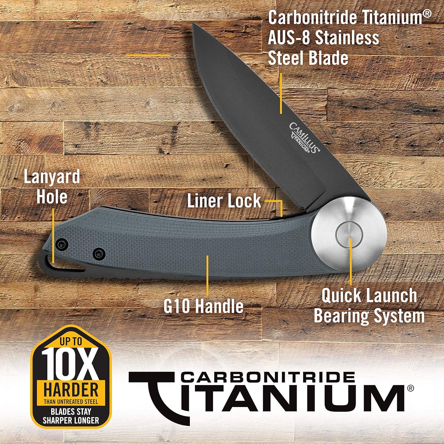 Cuchillo Plegable Camillus Cirque 7" Acero Inoxidable AUS-8