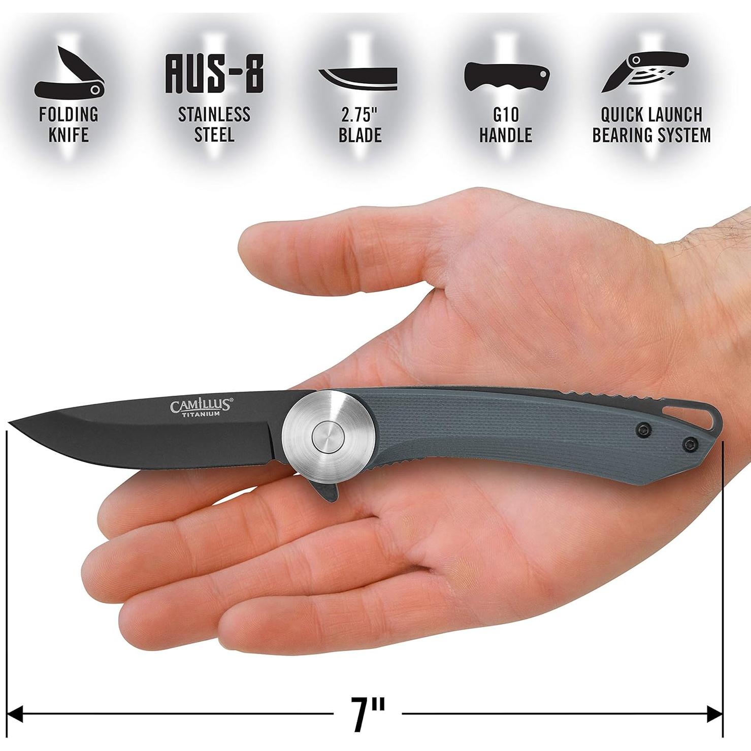 Cuchillo Plegable Camillus Cirque 7" Acero Inoxidable AUS-8