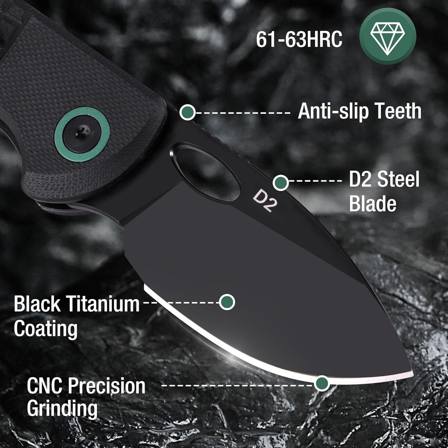 Cuchillo de bolsillo plegable FLISSA G10 2.4" acero D2 EDC