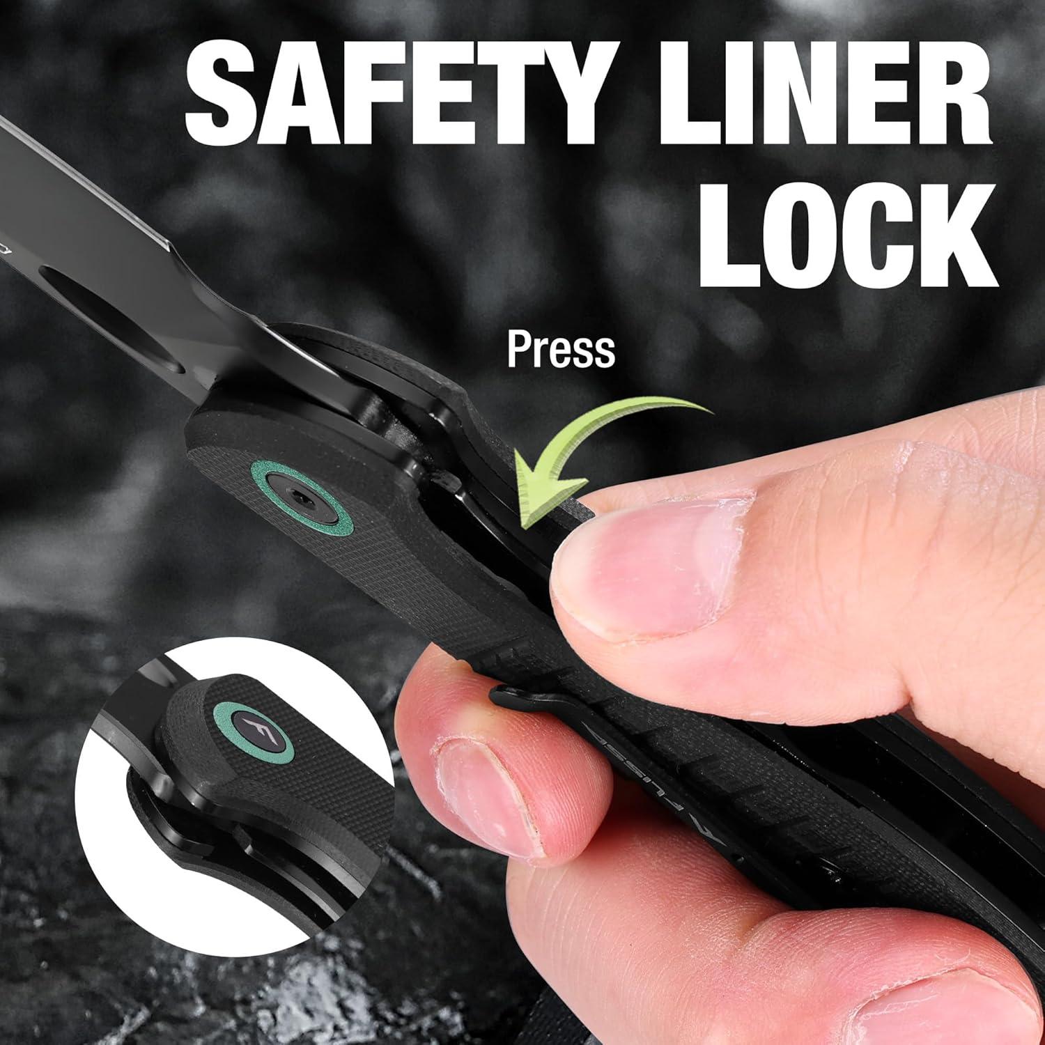 Cuchillo de bolsillo plegable FLISSA G10 2.4" acero D2 EDC