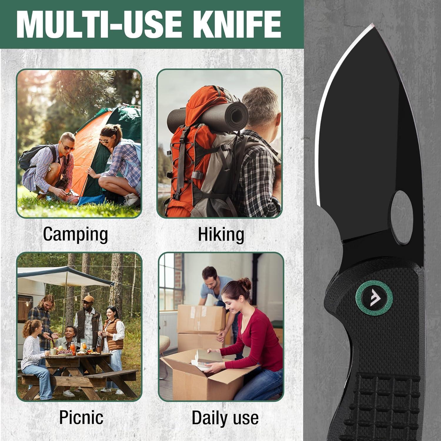 Cuchillo de bolsillo plegable FLISSA G10 2.4" acero D2 EDC