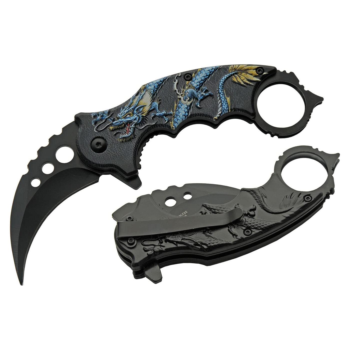 Cuchillo Karambit Plegable SZCO Supplies 17.78 cm Azul