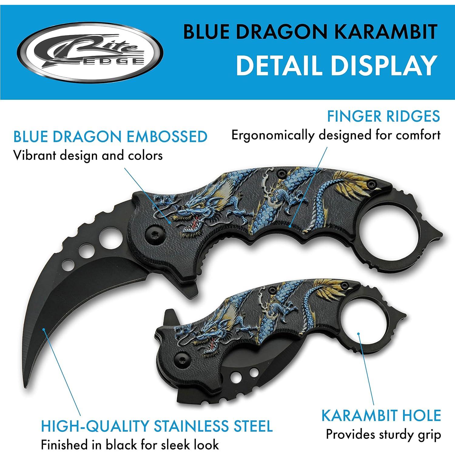 Cuchillo Karambit Plegable SZCO Supplies 17.78 cm Azul