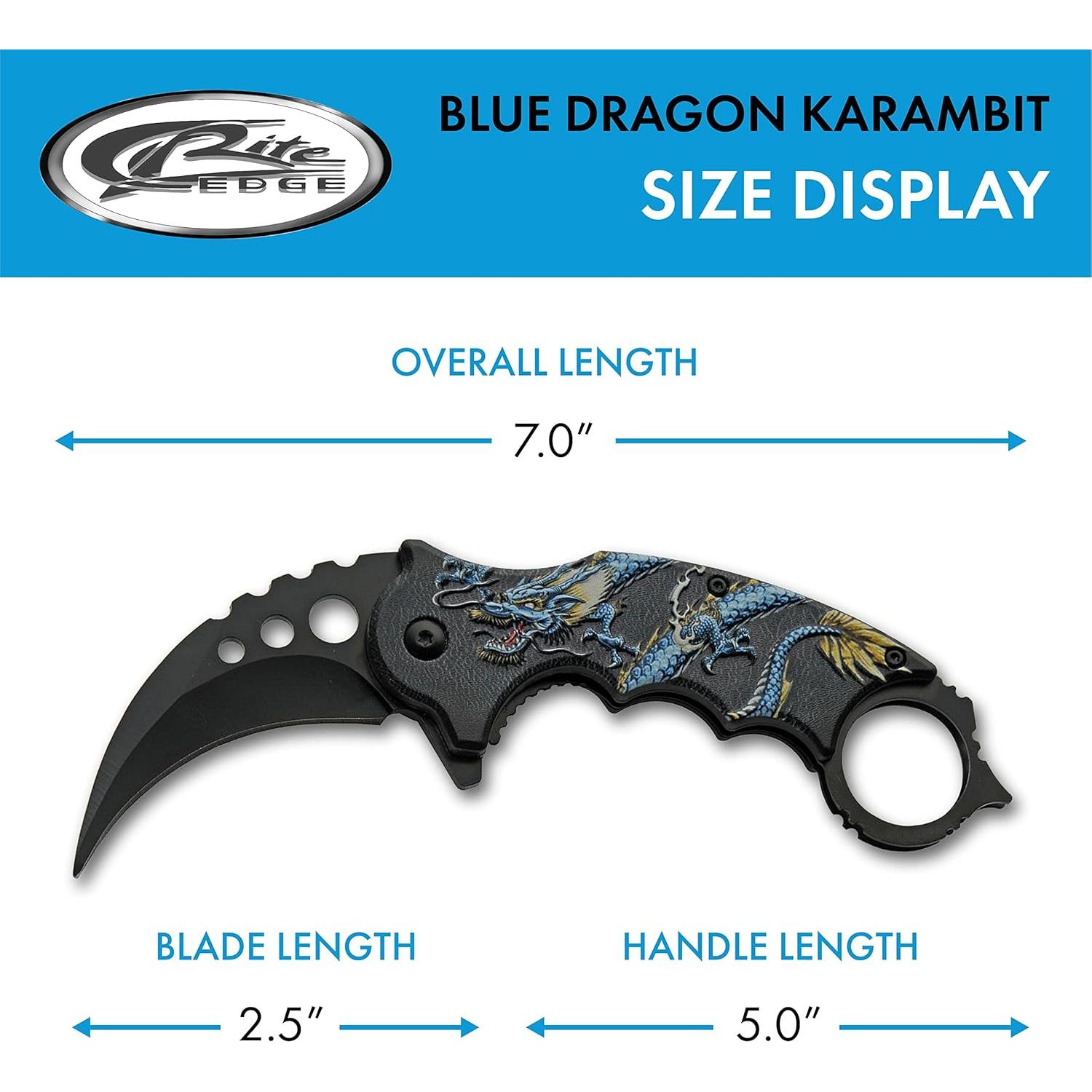Cuchillo Karambit Plegable SZCO Supplies 17.78 cm Azul