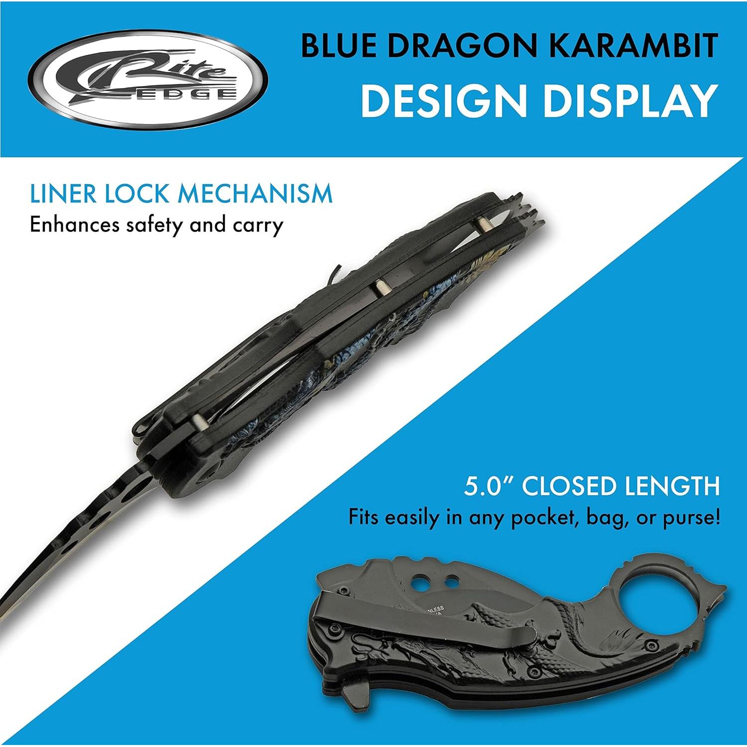 Cuchillo Karambit Plegable SZCO Supplies 17.78 cm Azul