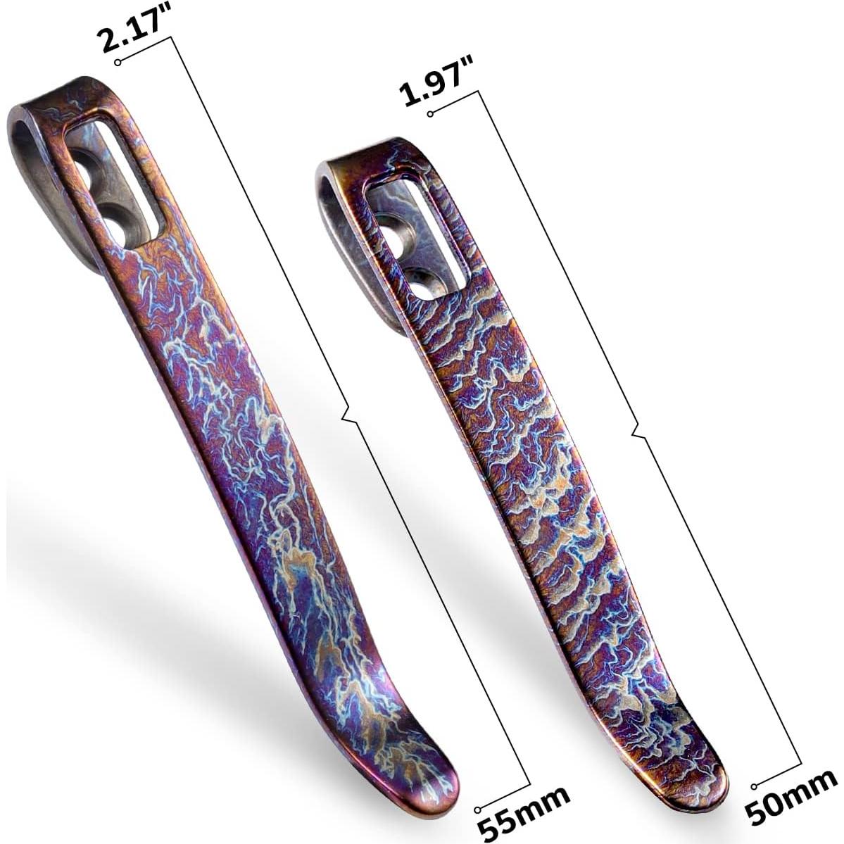 2 Clips de Bolsillo de Titanio Civivi T002A 50mm y 55mm