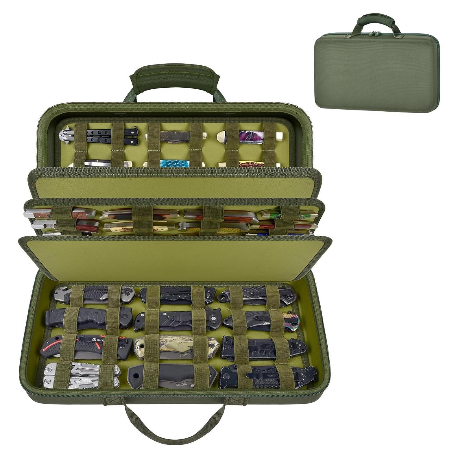 Estuche de Exhibición para Cuchillos Casmilee Verde 88 Ranuras