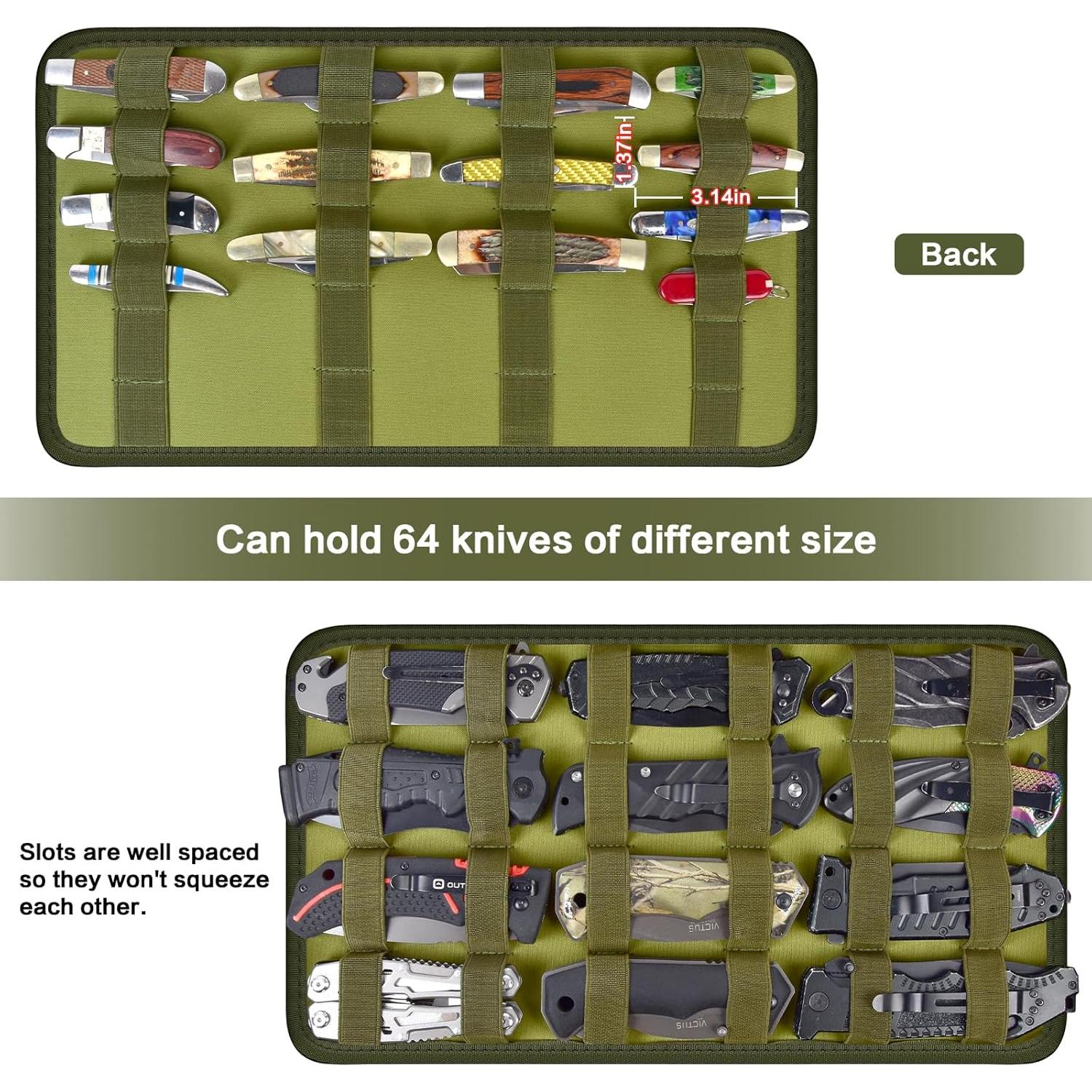 Estuche de Exhibición para Cuchillos Casmilee Verde 88 Ranuras
