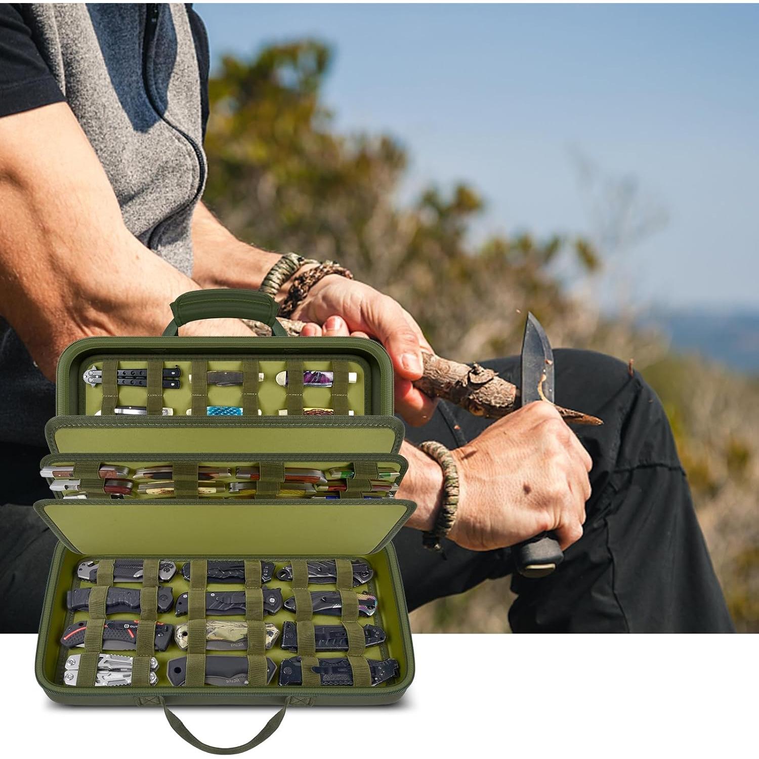 Estuche de Exhibición para Cuchillos Casmilee Verde 88 Ranuras