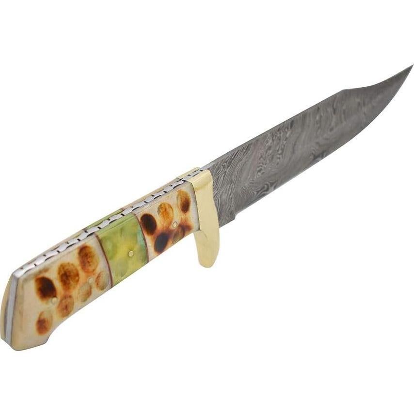 Cuchillo de Caza Damasco Wild Turkey 5027-B con Funda de Cuero