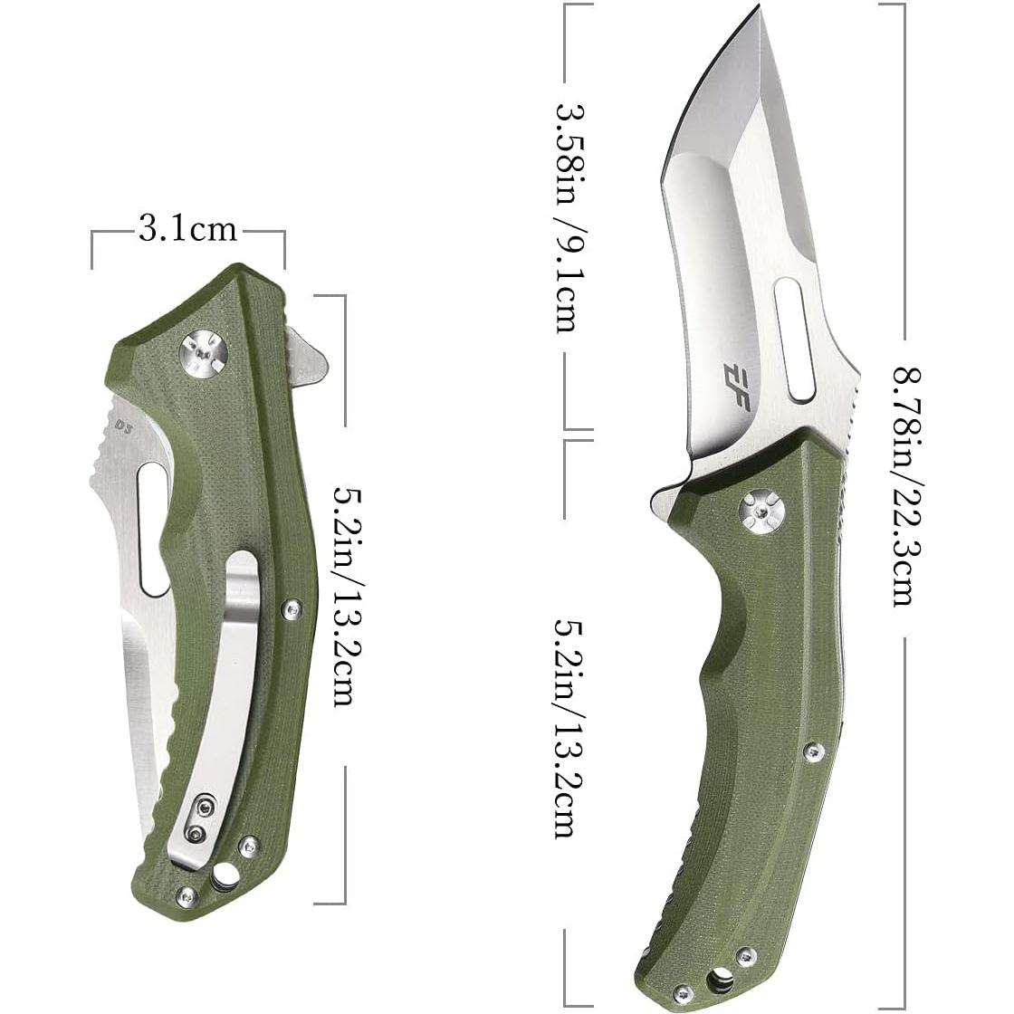 Cuchillo de Bolsillo Eafengrow EF908 Acero D2 Verde 22.29 cm