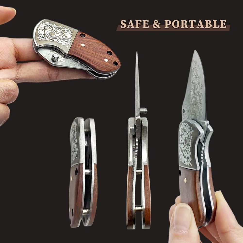 Cuchillo de bolsillo plegable STARDW Mini Damasco 4.6cm