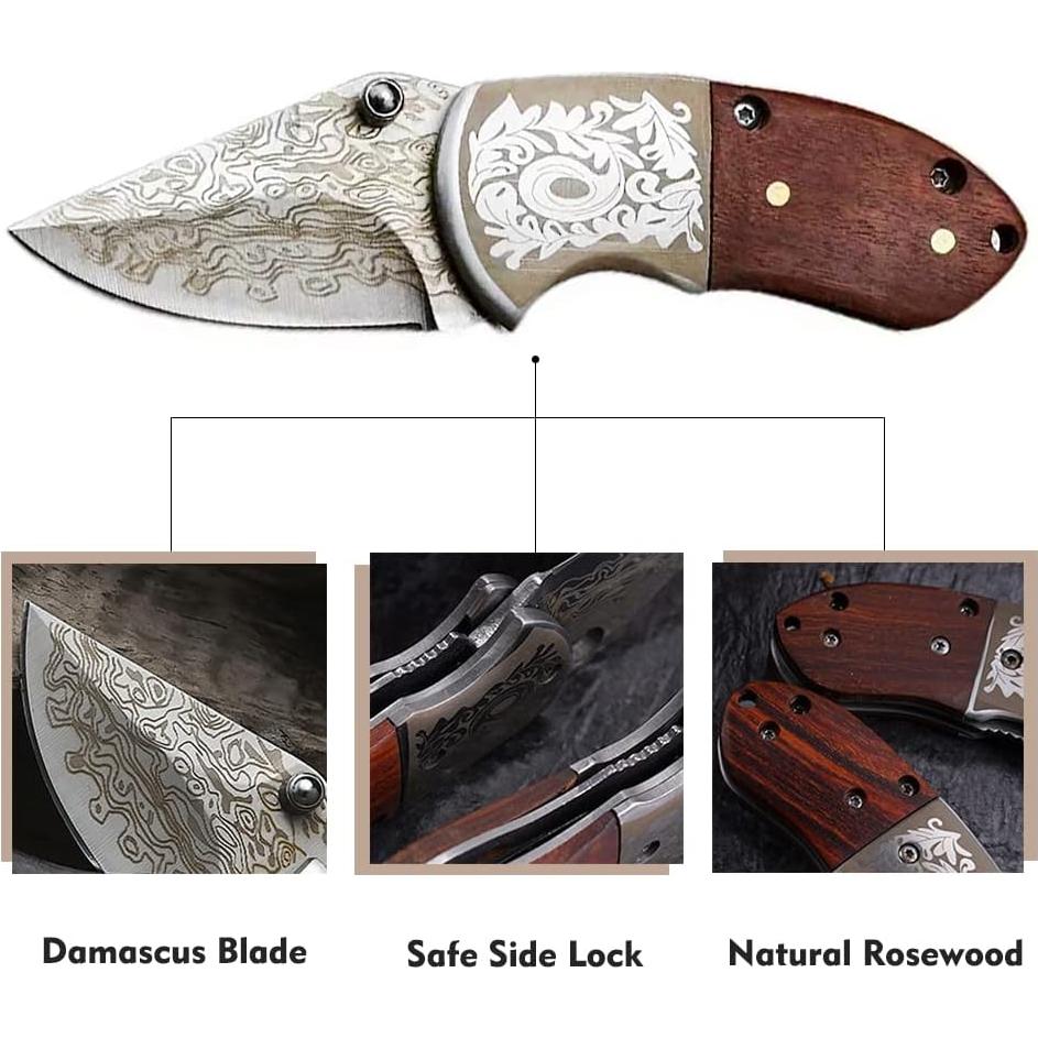 Cuchillo de bolsillo plegable STARDW Mini Damasco 4.6cm