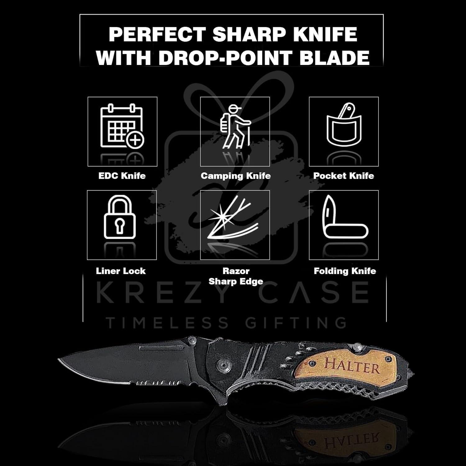 Cuchillo Plegable Personalizado Krezy Case 8.26 cm Acero Inoxidable