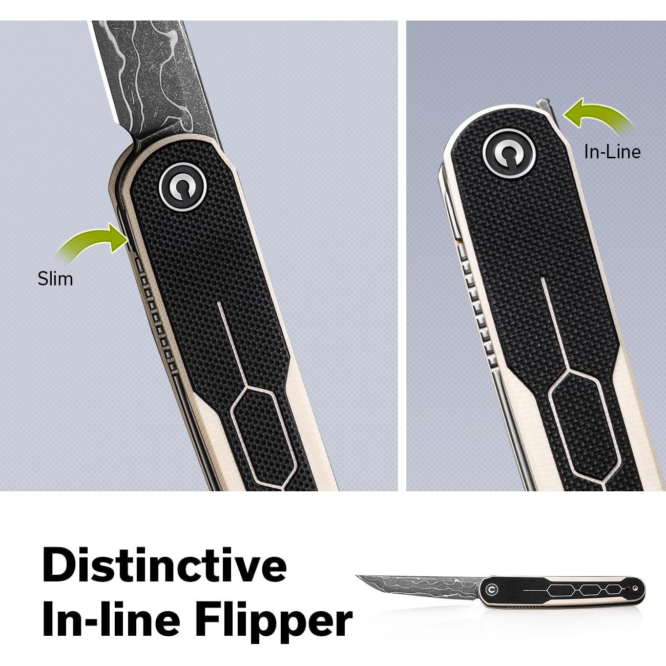 Cuchillo Plegable CIVIVI KwaiQ Damasco 7.54 cm Mango G10