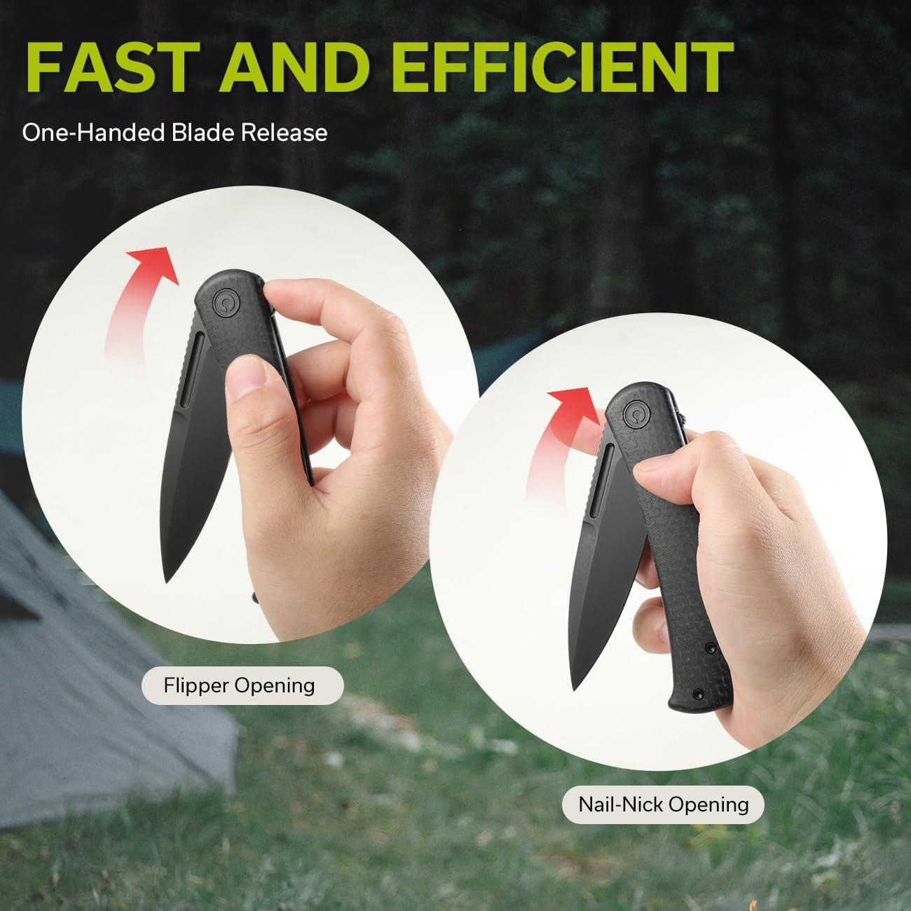 Cuchillo de Bolsillo CIVIVI Caetus 8.83 cm Acero 14C28N Negro