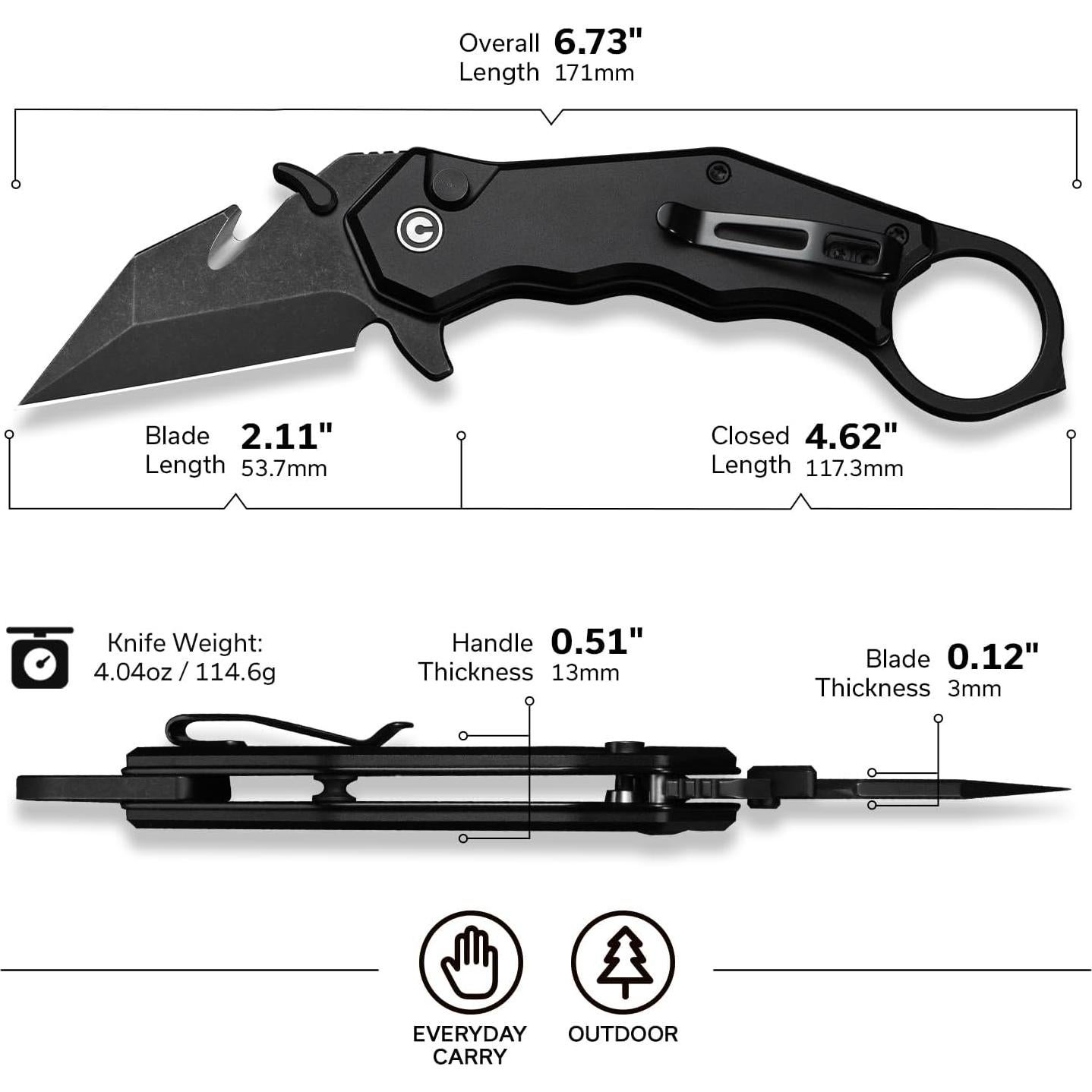 Cuchillo Plegable CIVIVI Amaroq EDC 5.36 cm Nitro-V Aluminio