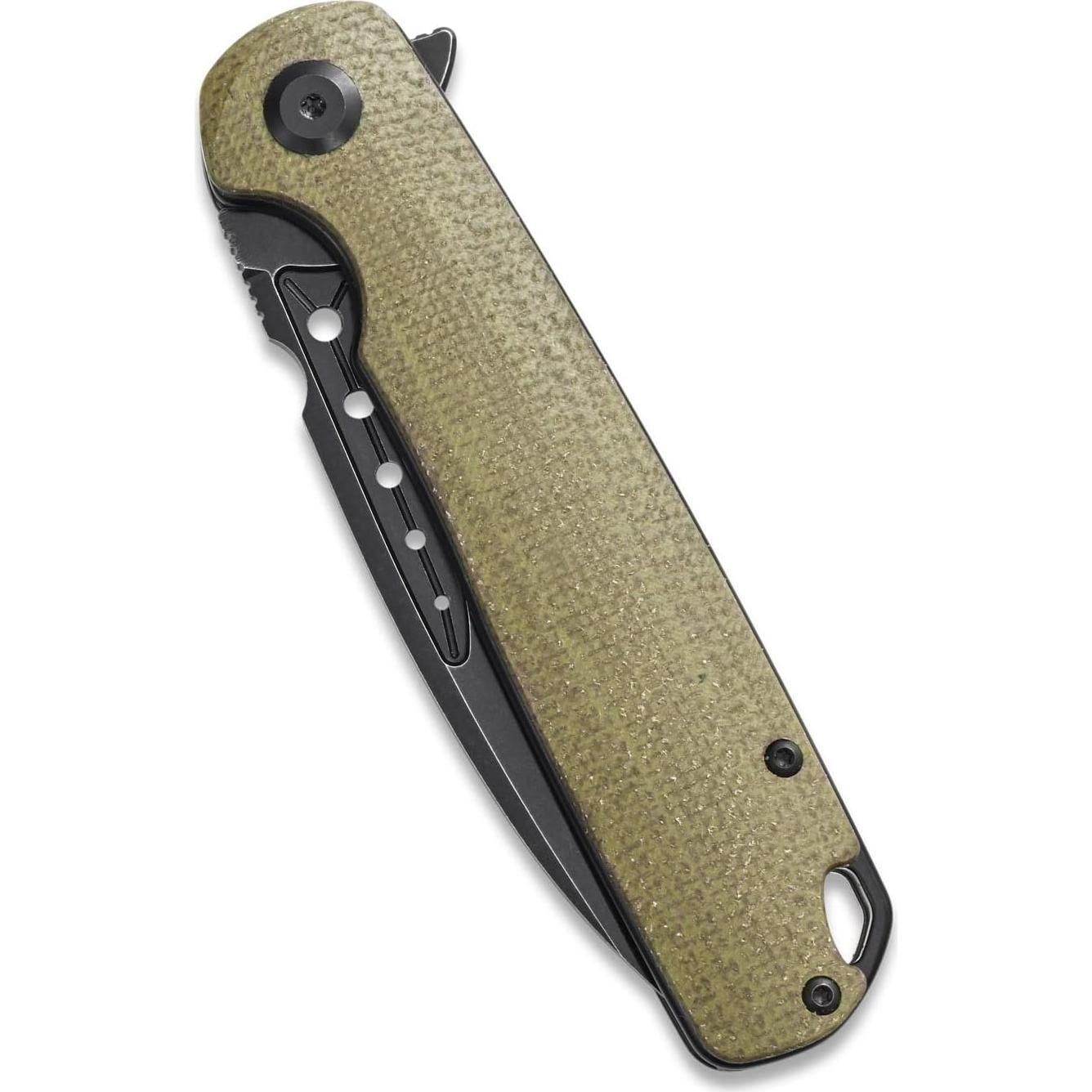 Cuchillo Plegable Sitivien ST131 D2 Micarta Verde EDC Camping