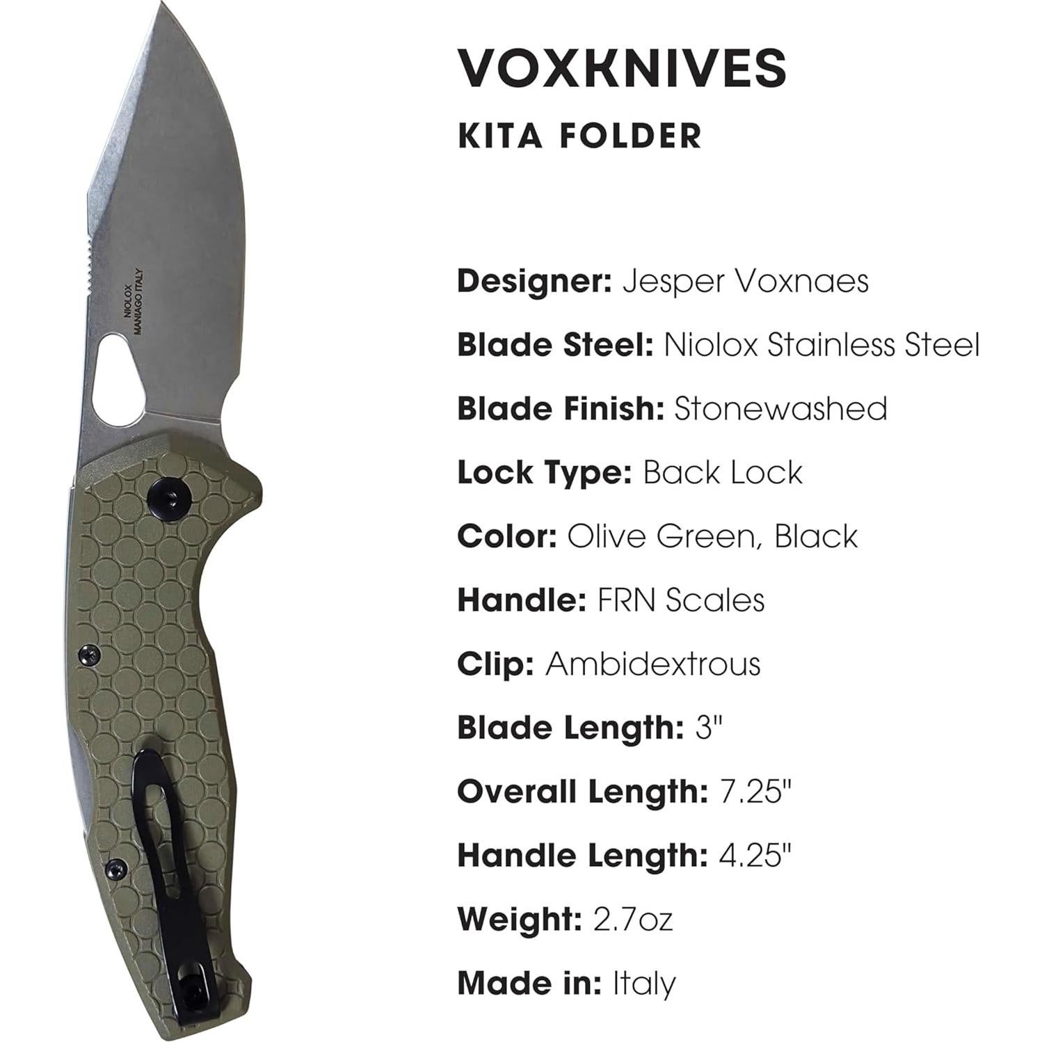 Cuchillo de bolsillo plegable Fox Knives VOX Kita 8.25 cm Niolox