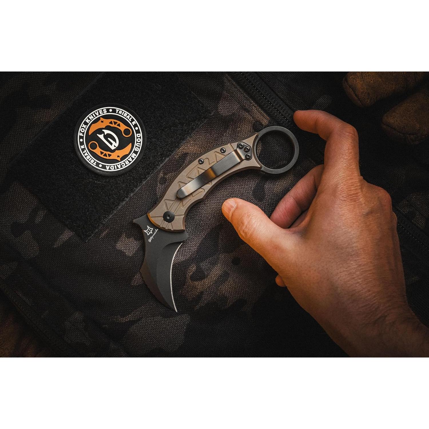 Cuchillo Plegable Fox Knives Tribal K FX-802 Titanio Bronce PVD