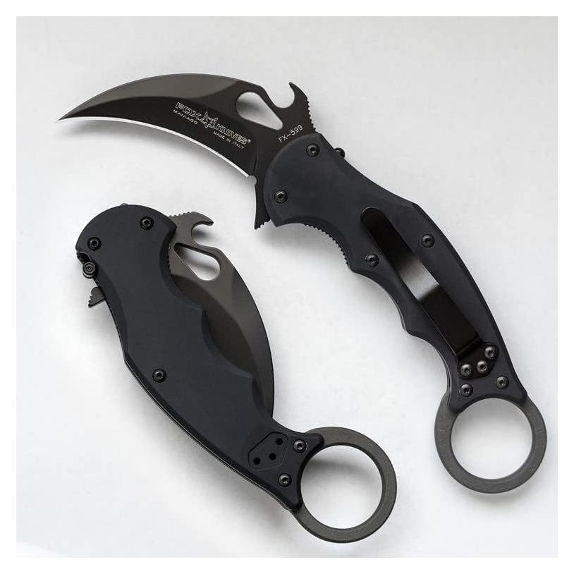 Cuchillo Karambit Plegable Fox 599 EVO Negro, Acero Inoxidable