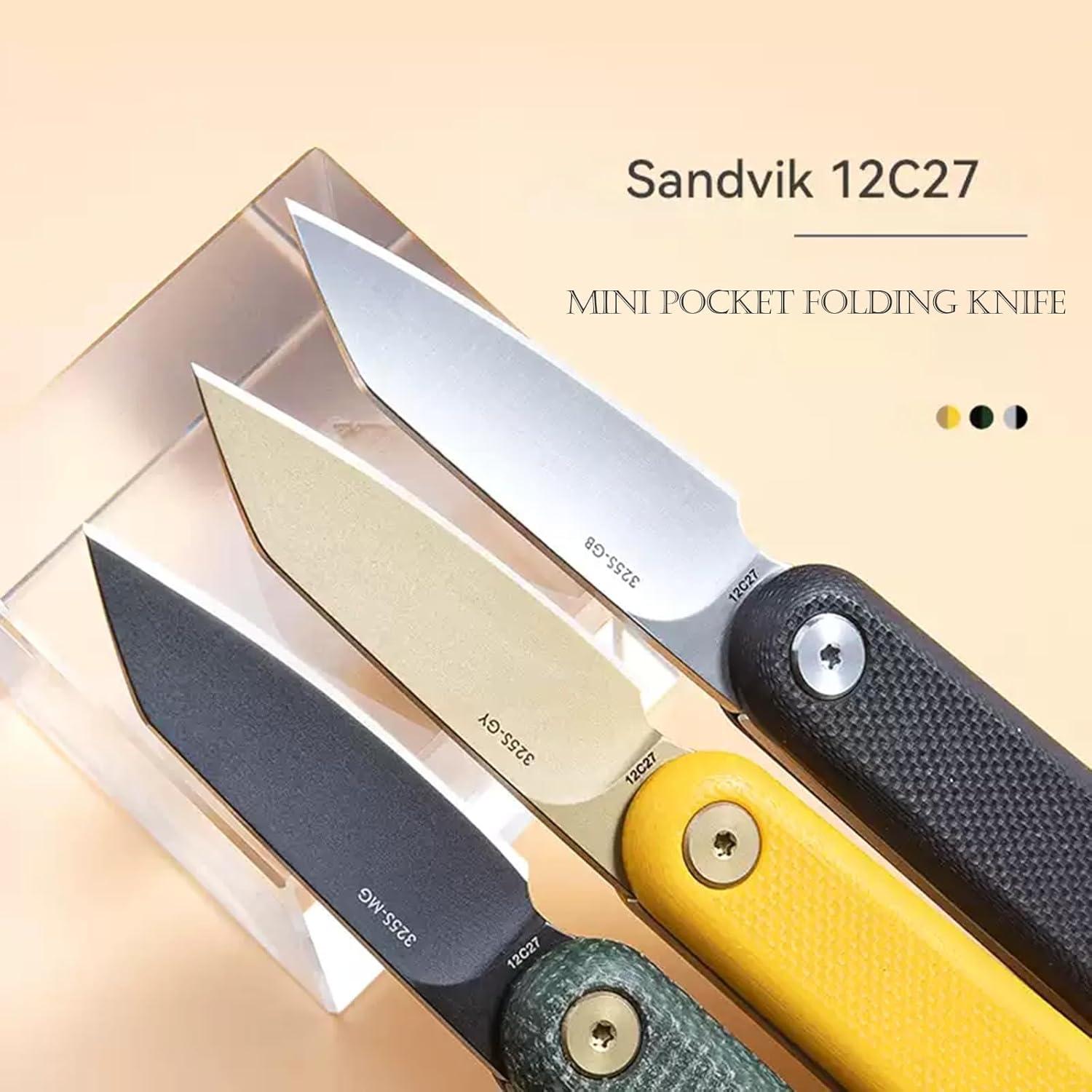 Cuchillo de bolsillo Sanrenmu SRM-325S amarillo 38mm EDC