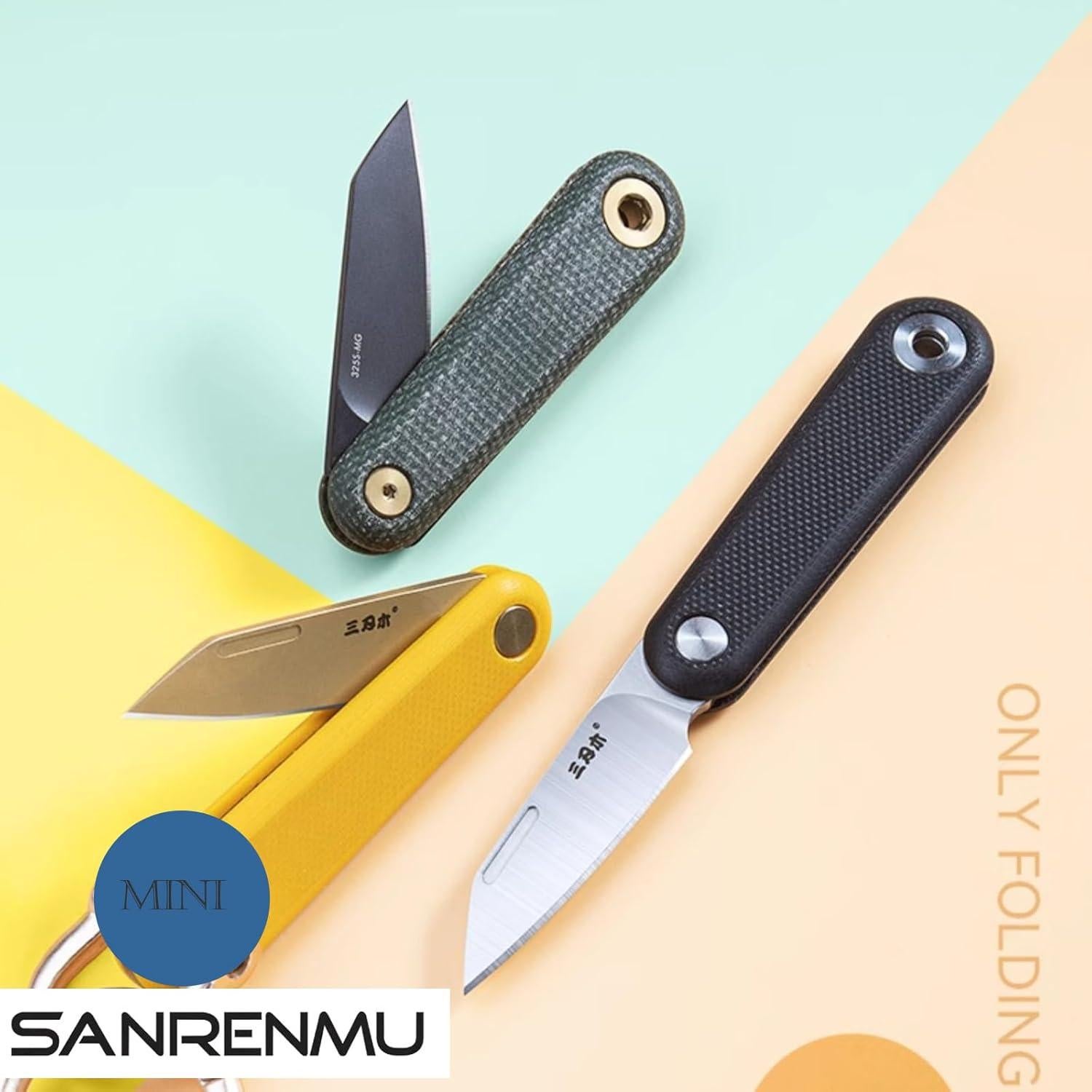 Cuchillo de bolsillo Sanrenmu SRM-325S amarillo 38mm EDC