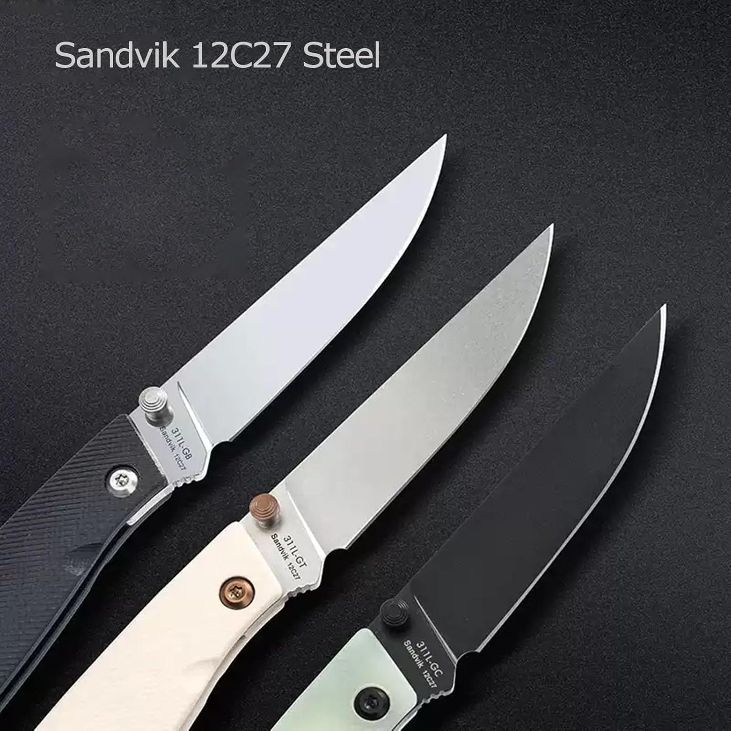 Cuchillo Plegable Sanrenmu 311L Verde 80mm Acero 12C27 EDC