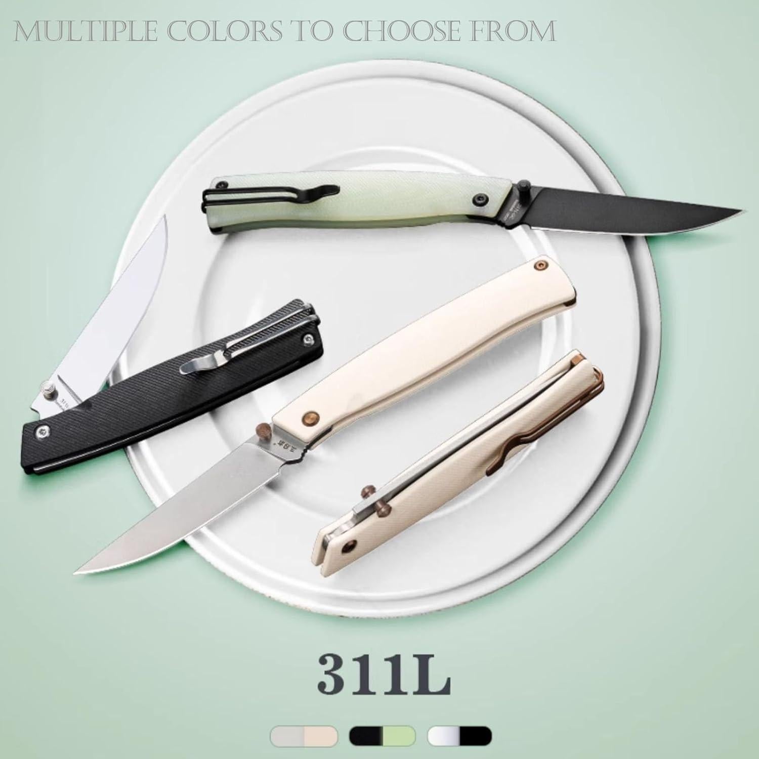 Cuchillo Plegable Sanrenmu 311L Verde 80mm Acero 12C27 EDC