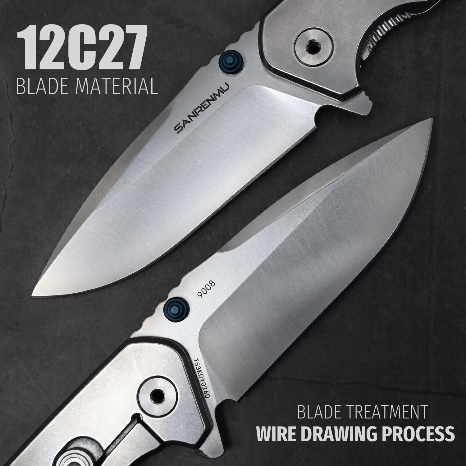 Cuchillo Plegable SANRENMU SRM 9008 Acero Inoxidable 12C27