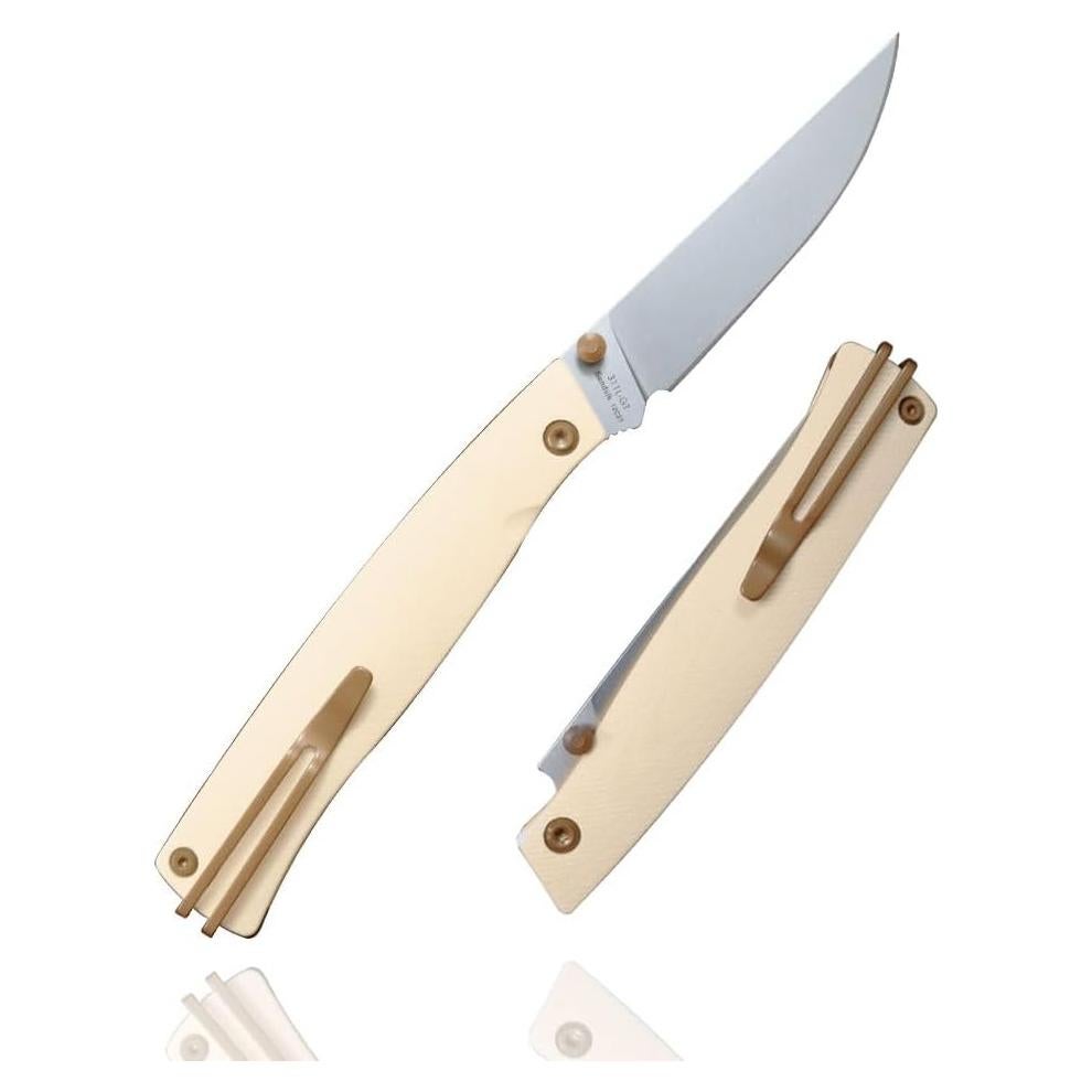 Cuchillo Plegable Sanrenmu 311L Acero Inoxidable 8.9cm Amarillo