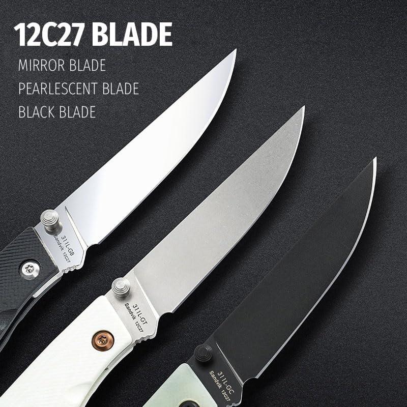 Cuchillo Plegable Sanrenmu 311L Acero Inoxidable 8.9cm Amarillo