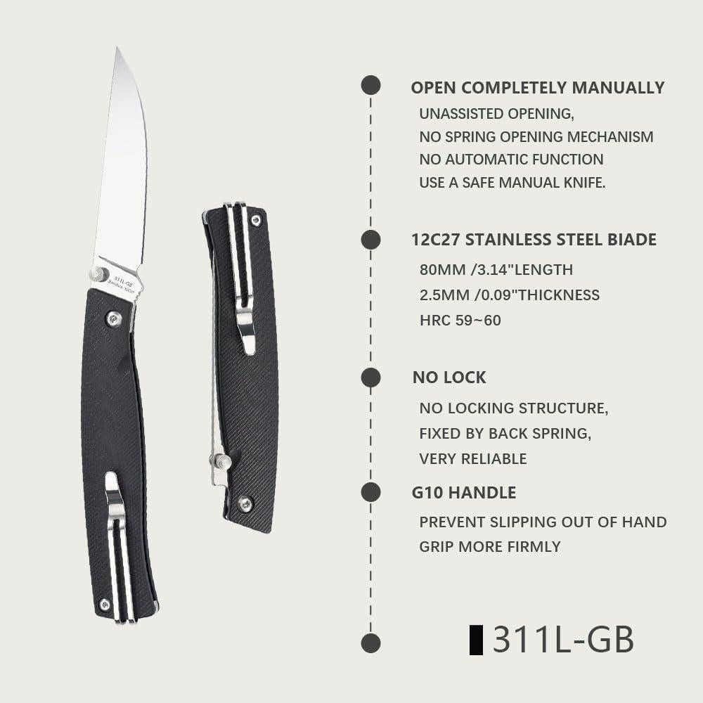 Cuchillo Plegable Sanrenmu 311L Acero Inoxidable 8.9cm