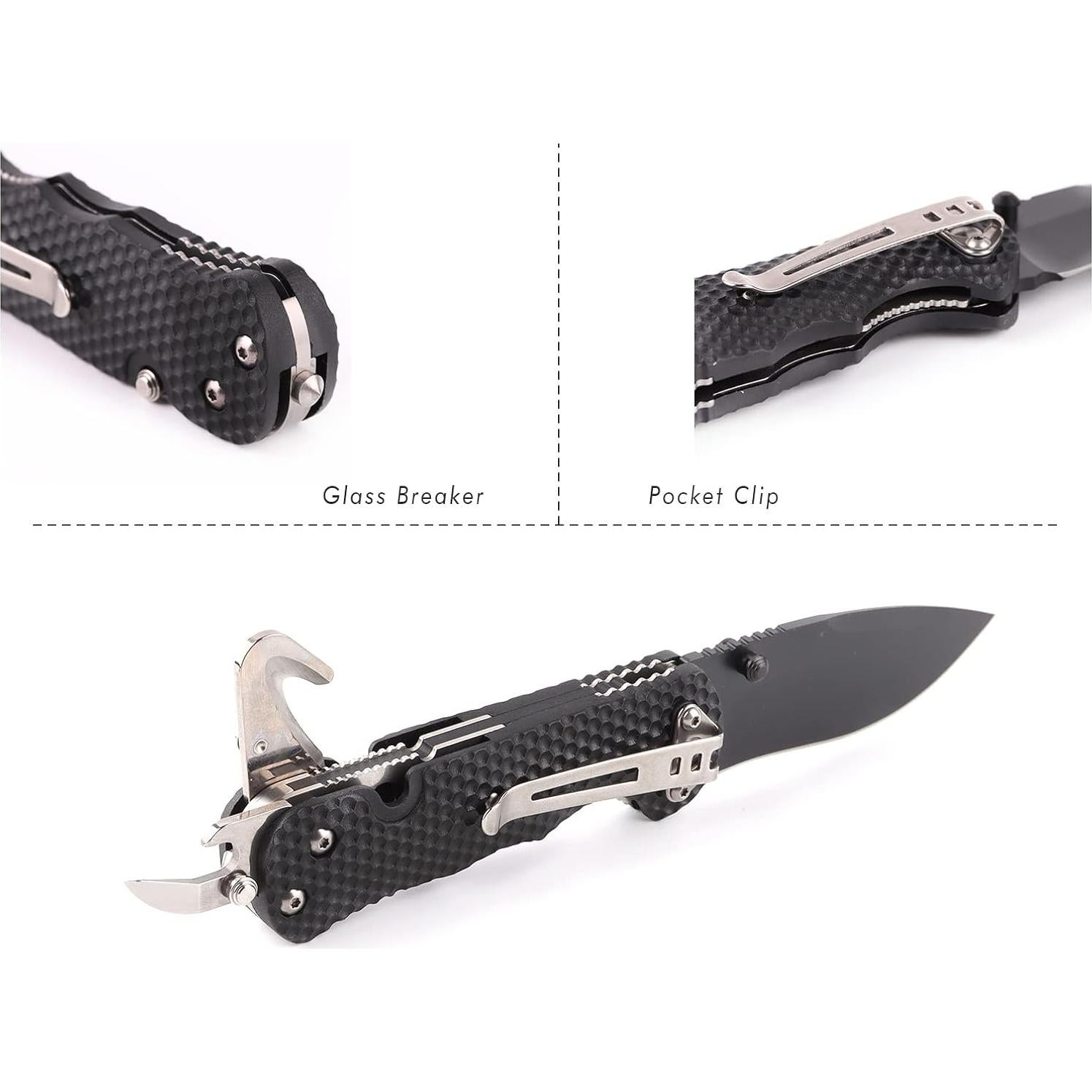 Cuchillo Plegable Sanrenmu 7045 EDC Acero Inoxidable Negro