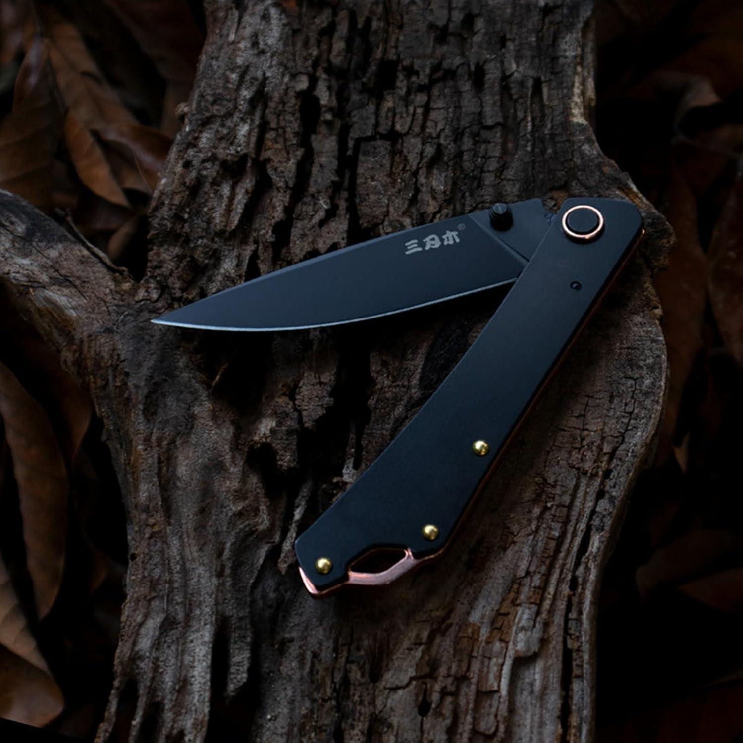 Cuchillo Plegable Sanrenmu 9305 Negro 19.5 cm para Camping