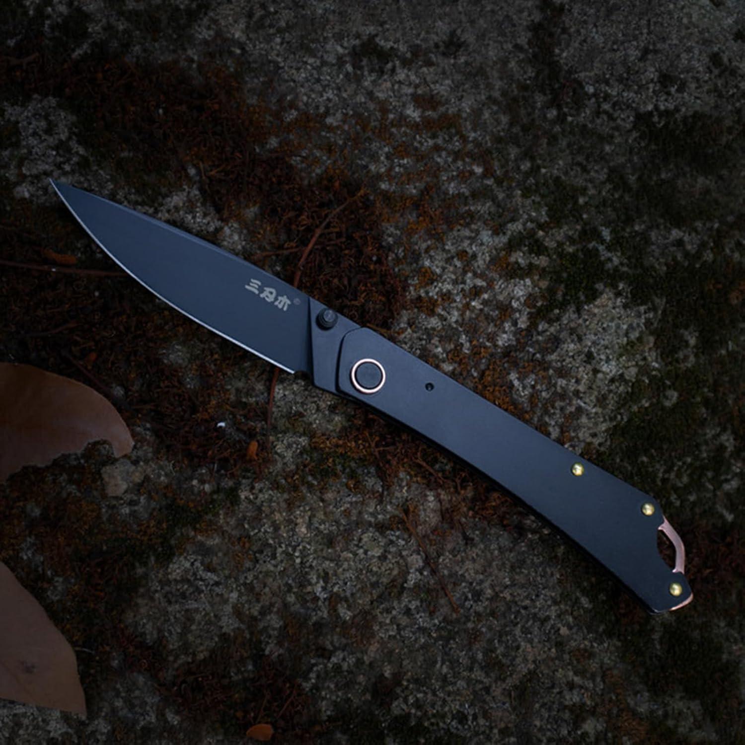 Cuchillo Plegable Sanrenmu 9305 Negro 19.5 cm para Camping