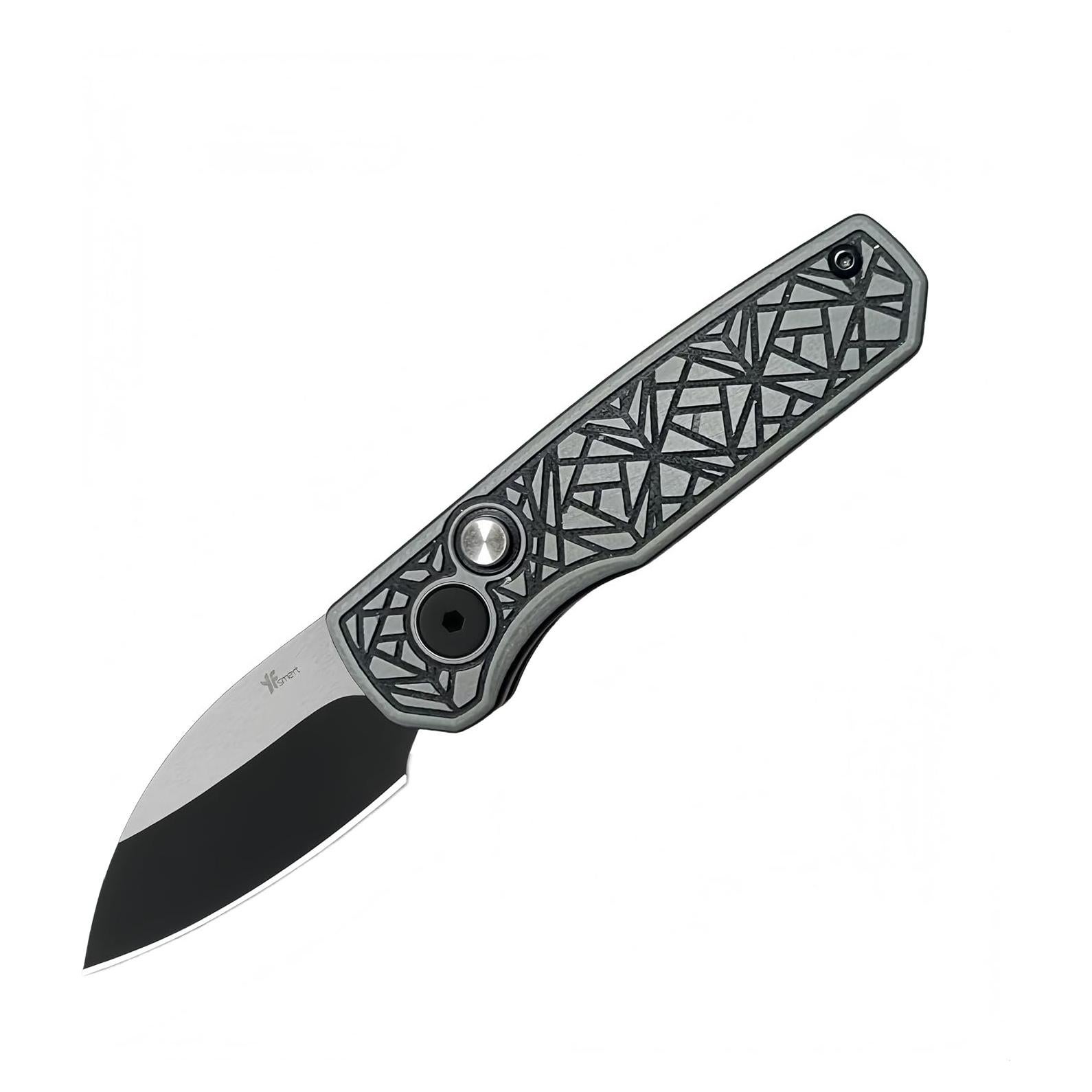 Cuchillo Plegable YF SMART 4.9 cm Hoja Wharncliffe Negro Gris
