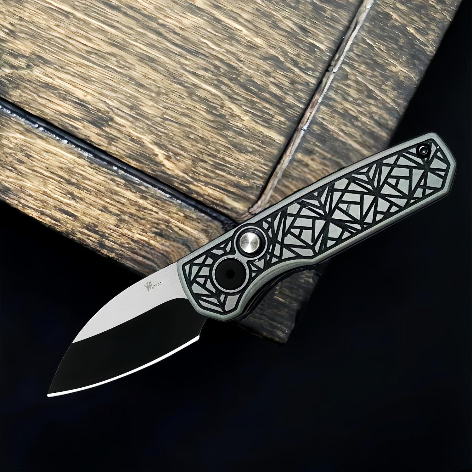 Cuchillo Plegable YF SMART 4.9 cm Hoja Wharncliffe Negro Gris