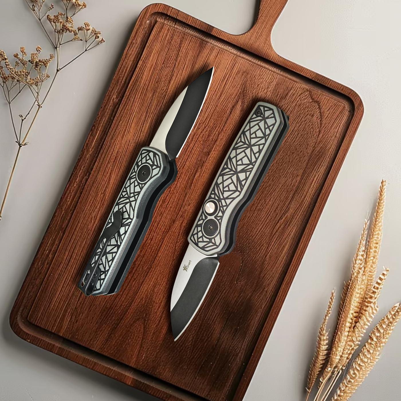 Cuchillo Plegable YF SMART 4.9 cm Hoja Wharncliffe Negro Gris