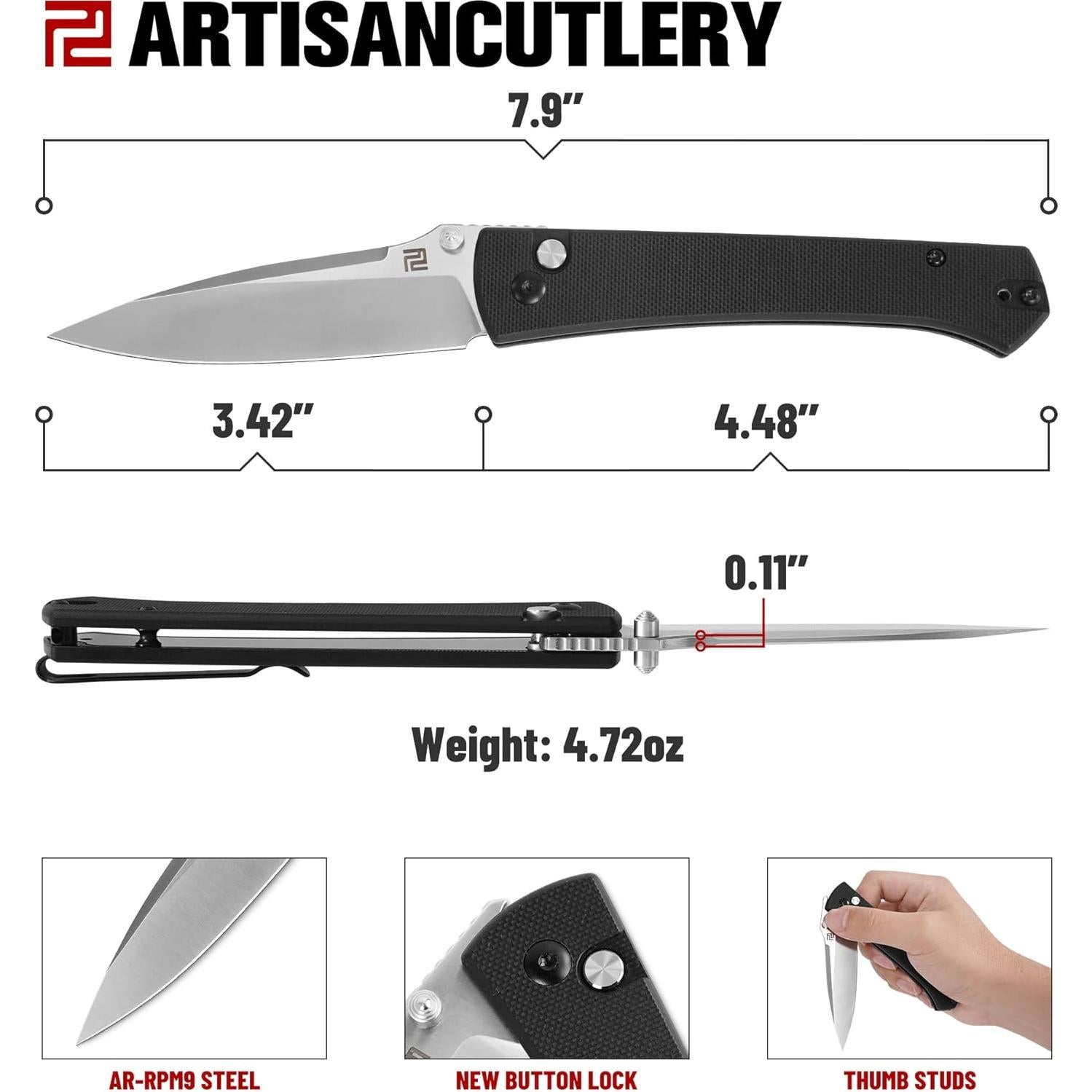 Cuchillo Plegable ARTISANCUTLERY Andromeda 1856P Acero AR-RPM9